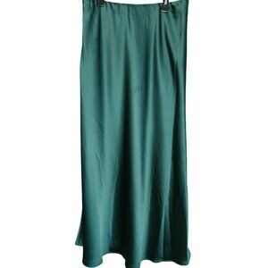 Tahari ASL Elegant Juniper Green‎ Flowing Satin Capsule Maxi Skirt Sz. 10
